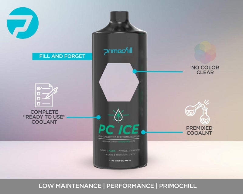 PrimoChill Ice - Computer WaterCooling Coolant, Fill and Forget, Low Viscosity, Low Chemical Content, Full Protection, Proudly Made in The USA (32oz/.9L) - Transparent - Clear - Image 3